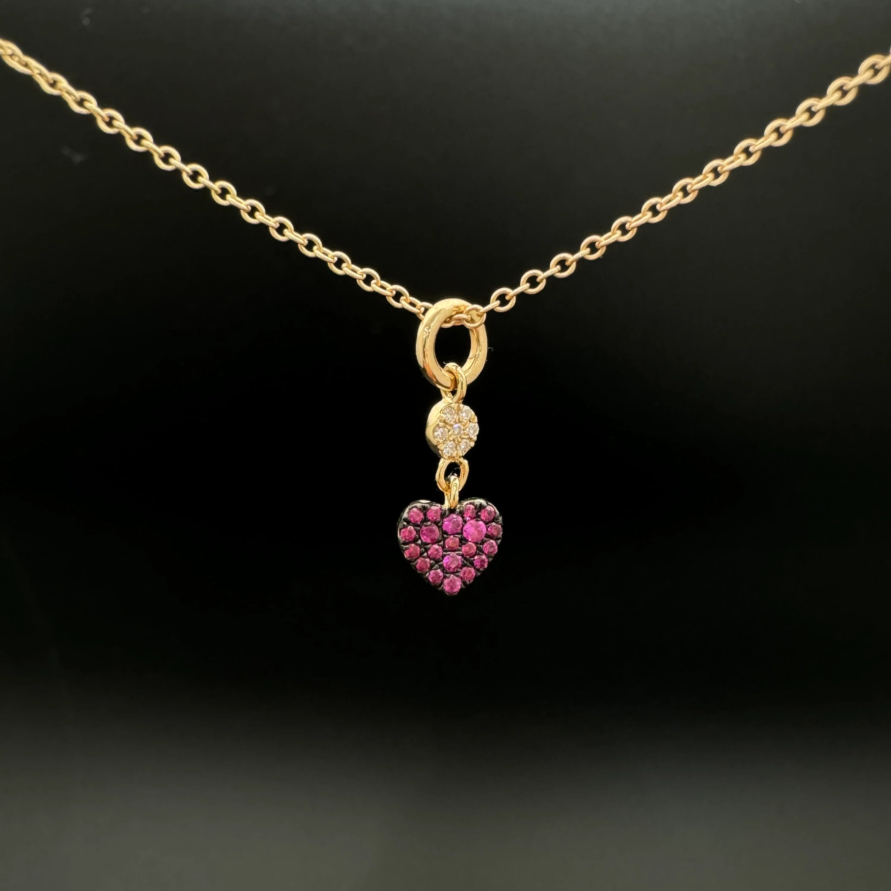 Diamond Disc & Emerald Heart Charm