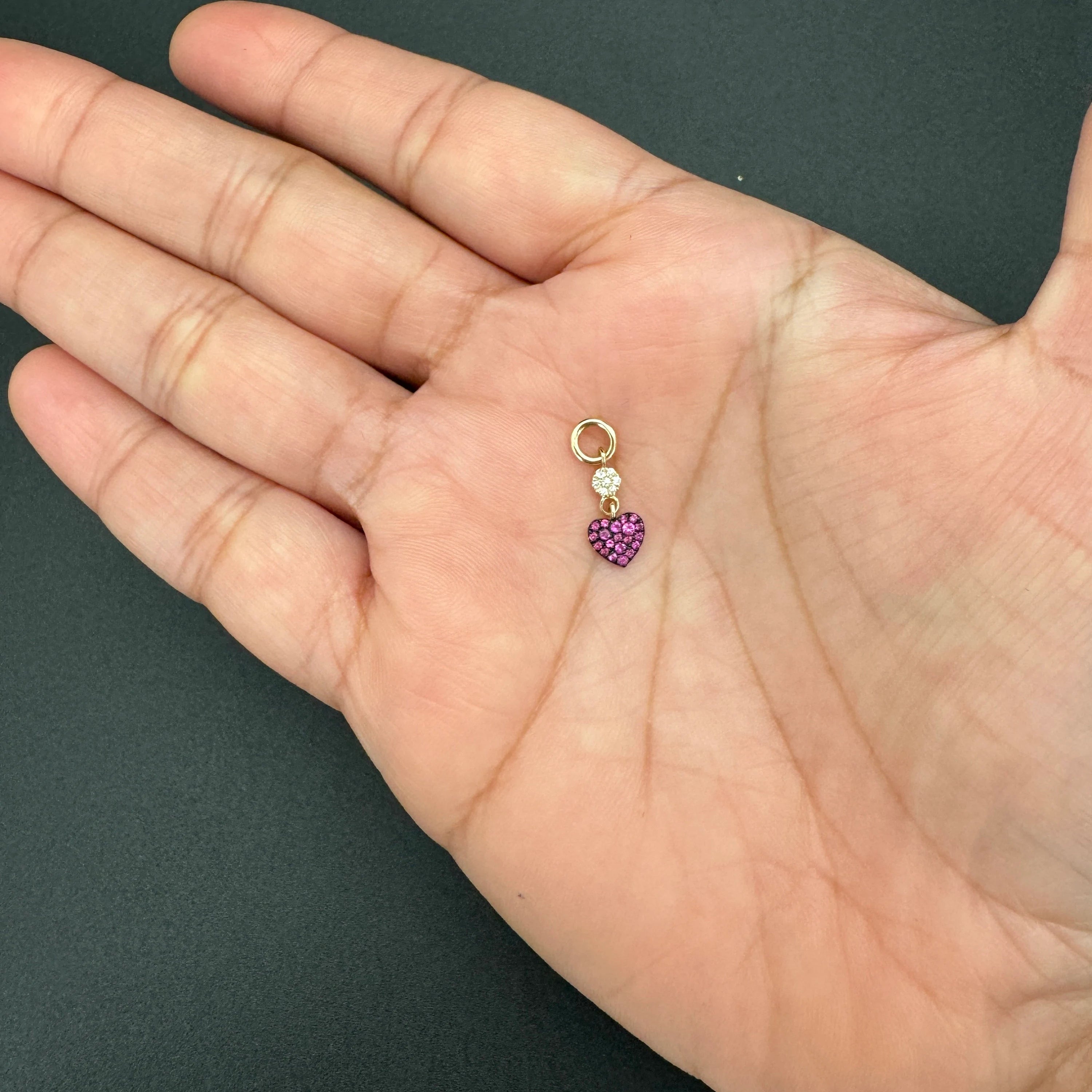 Diamond Disc & Emerald Heart Charm
