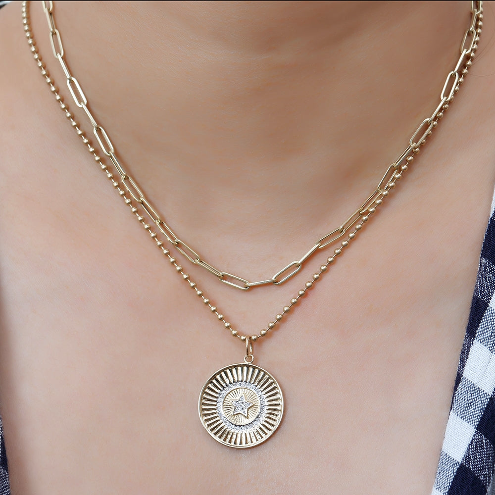 Diamond Round Pendant of Star 22mm