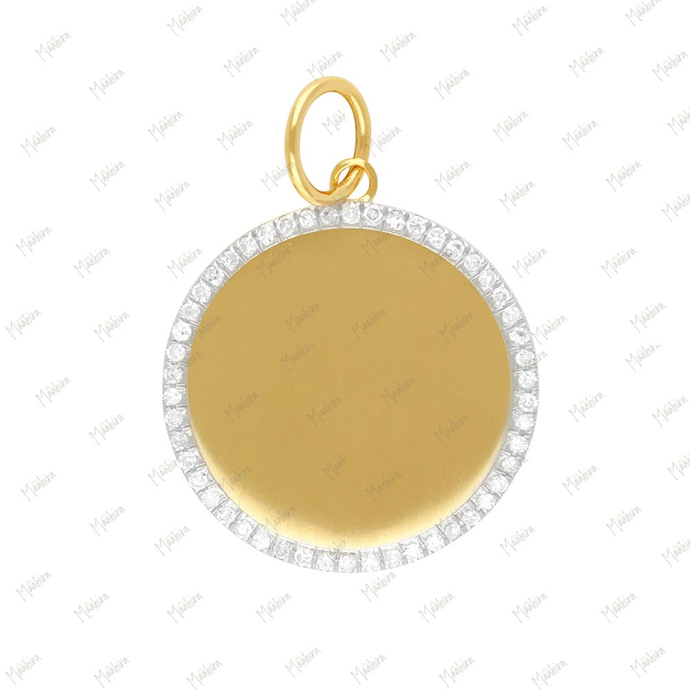 Diamond Border Round Pendant 18mm
