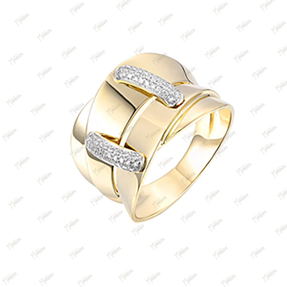 Broad Diamond Band Ring in US Size 6.5