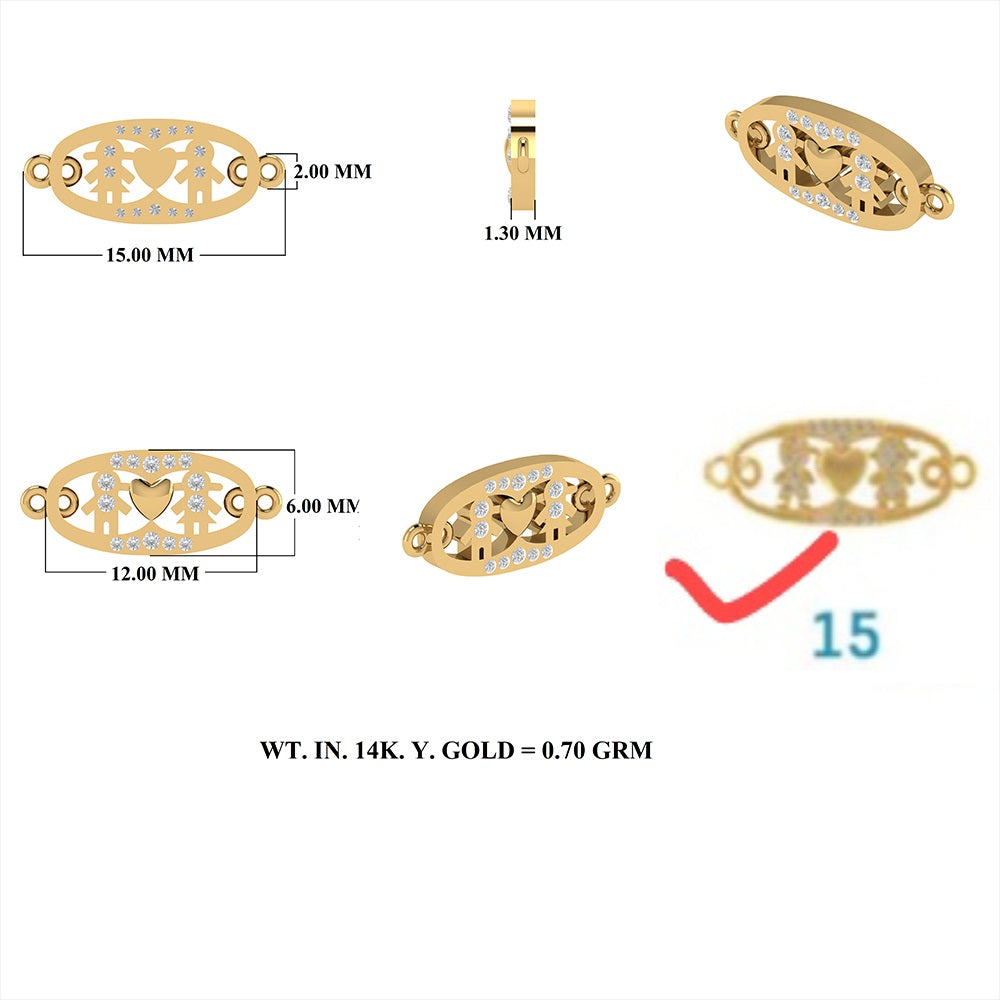 Diamond Girl Boy Connector 6x12mm