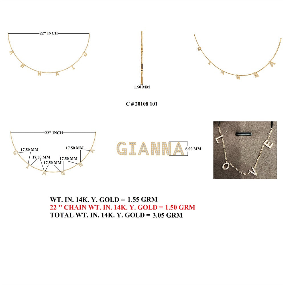 Diamond G I A N N A Letter Necklace