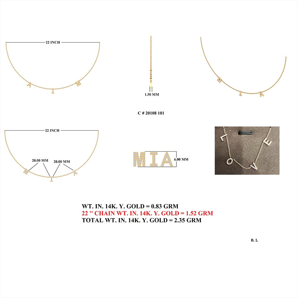 Diamond G I A N N A Letter Necklace