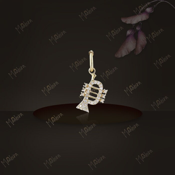 Diamond Trumpet Charm With Clasp 4x11mm