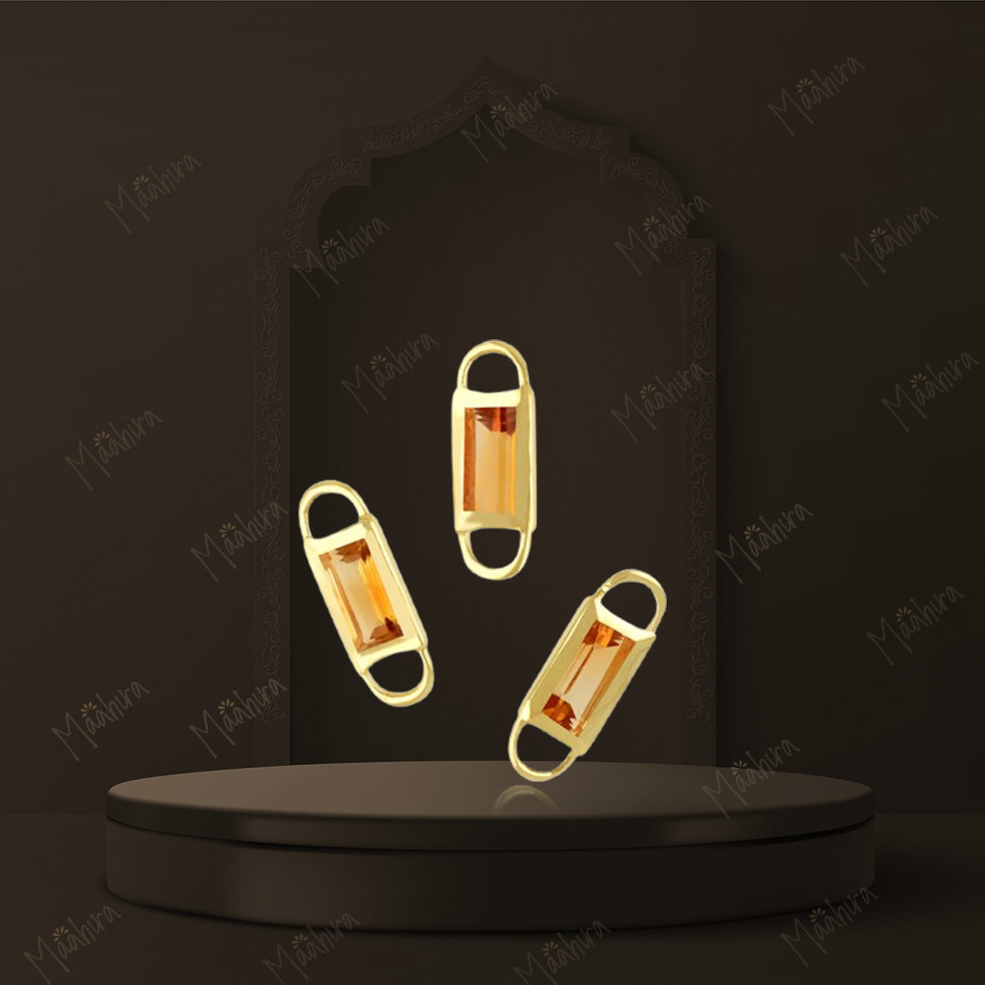 Citrine Baguette Connectors – 2x4mm Stone, 2.80x4.90mm Outer Size