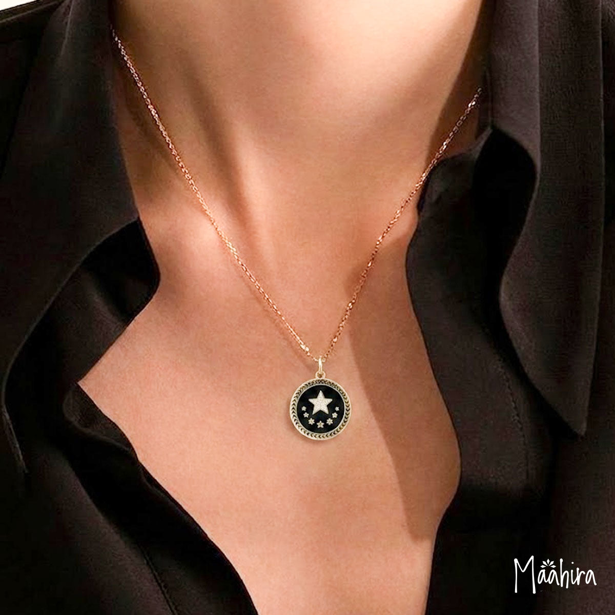 Black Enamel Star Pendant