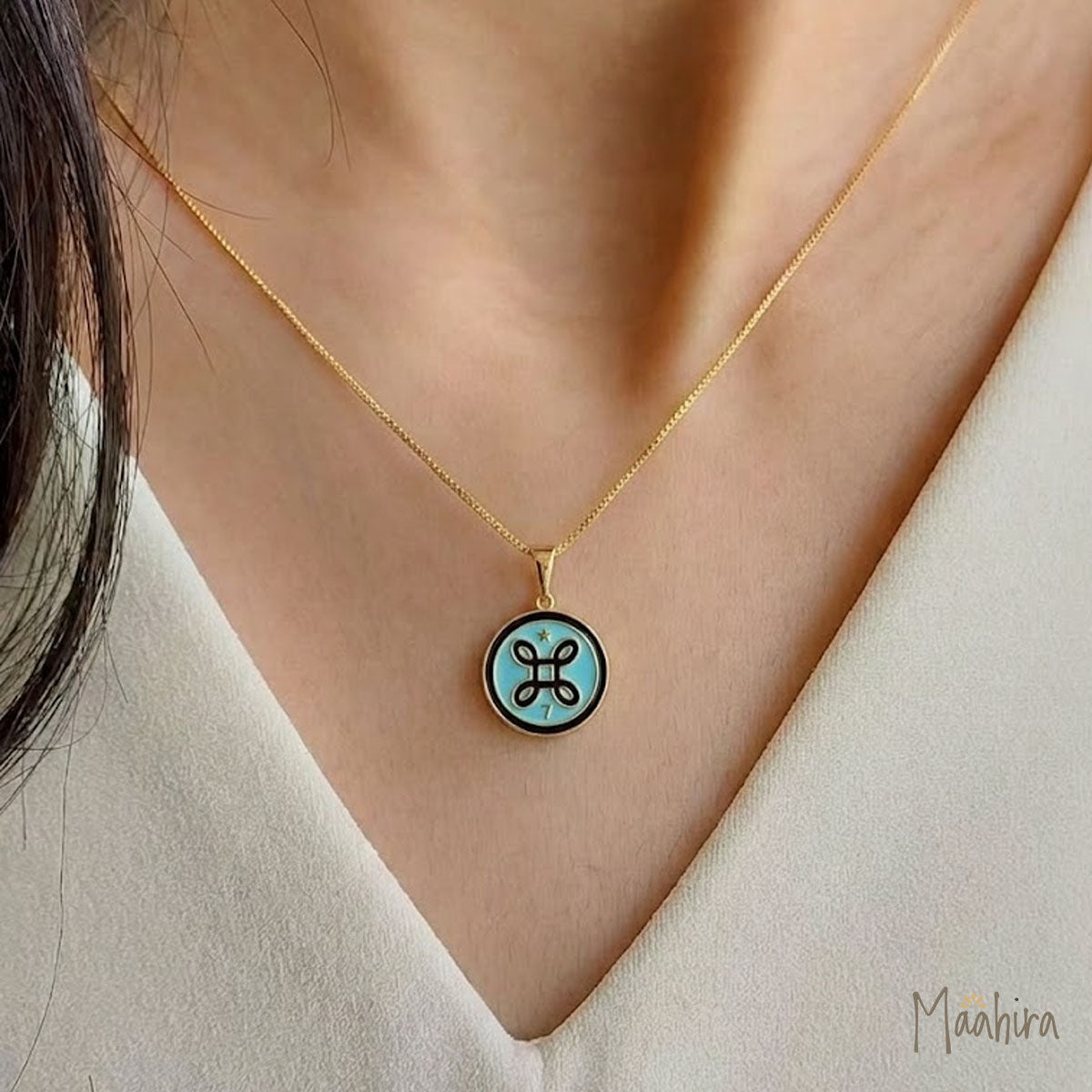 Black and Turquoise Enamel Pendant