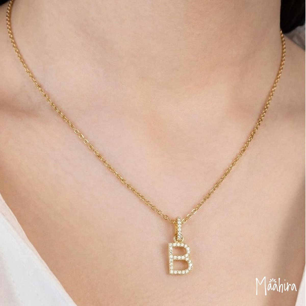 Diamond B Letter Charm with Click Lock 8.90x10mm, Lock-6x9mm