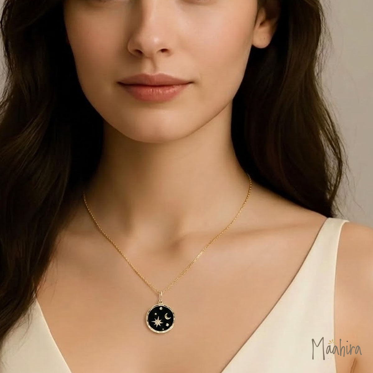 Diamond Black Onyx Pendant, 20mm