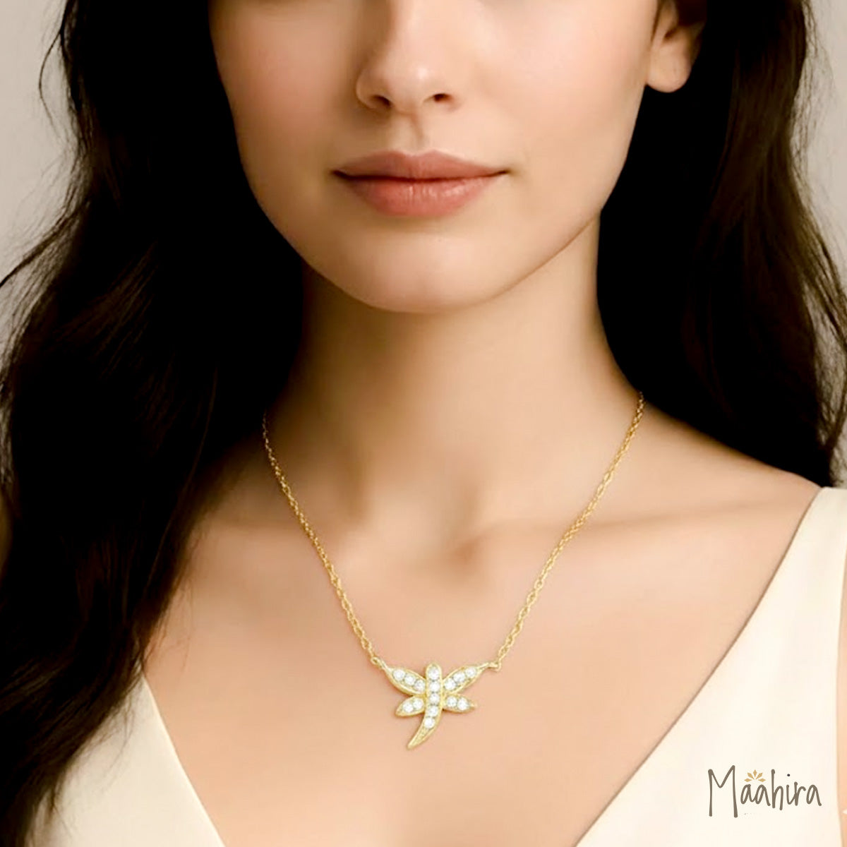 Diamond Dragonfly Necklace