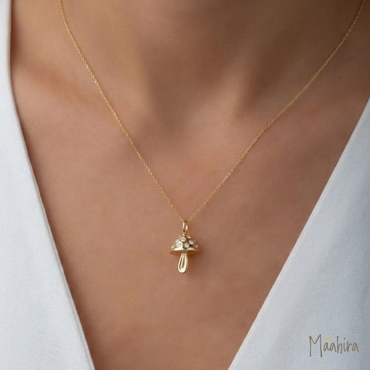 Diamond Mushroom Pendant 8x13mm