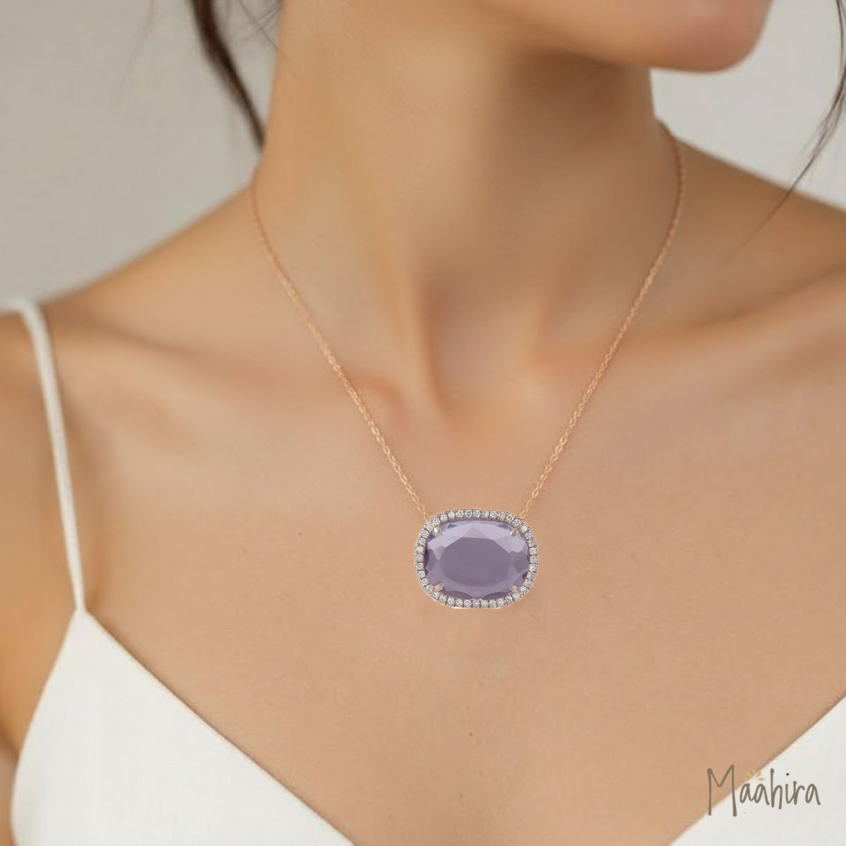 Diamond Pink Amethyst Necklace