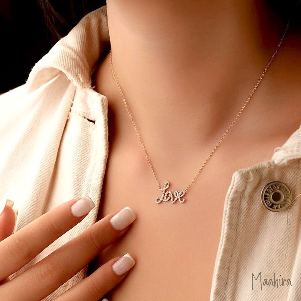 Diamond Rose Gold Love Necklace