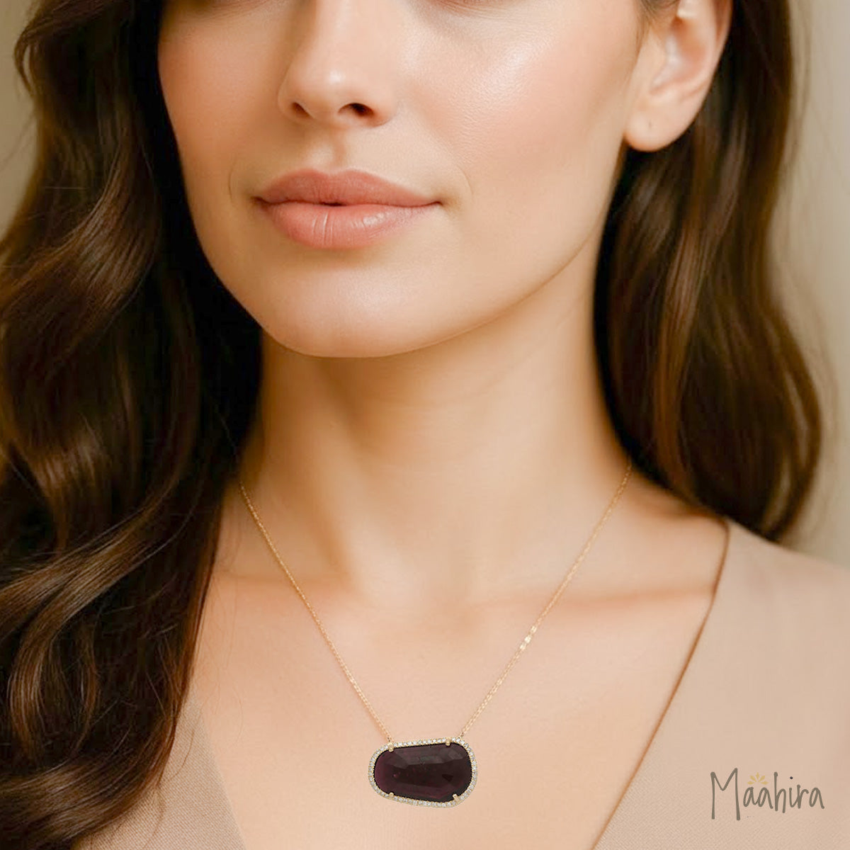 Diamond Tourmaline Necklace 13.30x24mm