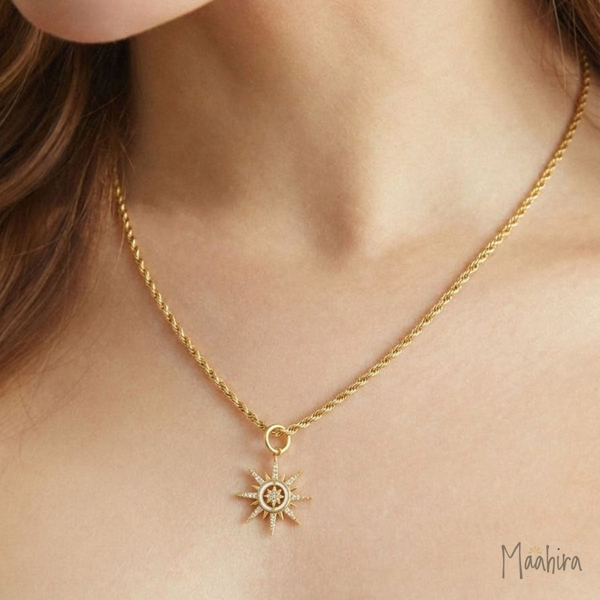 Diamond & White Enamel Star Pendant 21mm