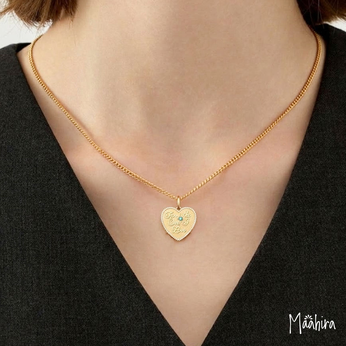 Diamond and Turquoise Heart Pendant (For the one I love) 21.4x21mm