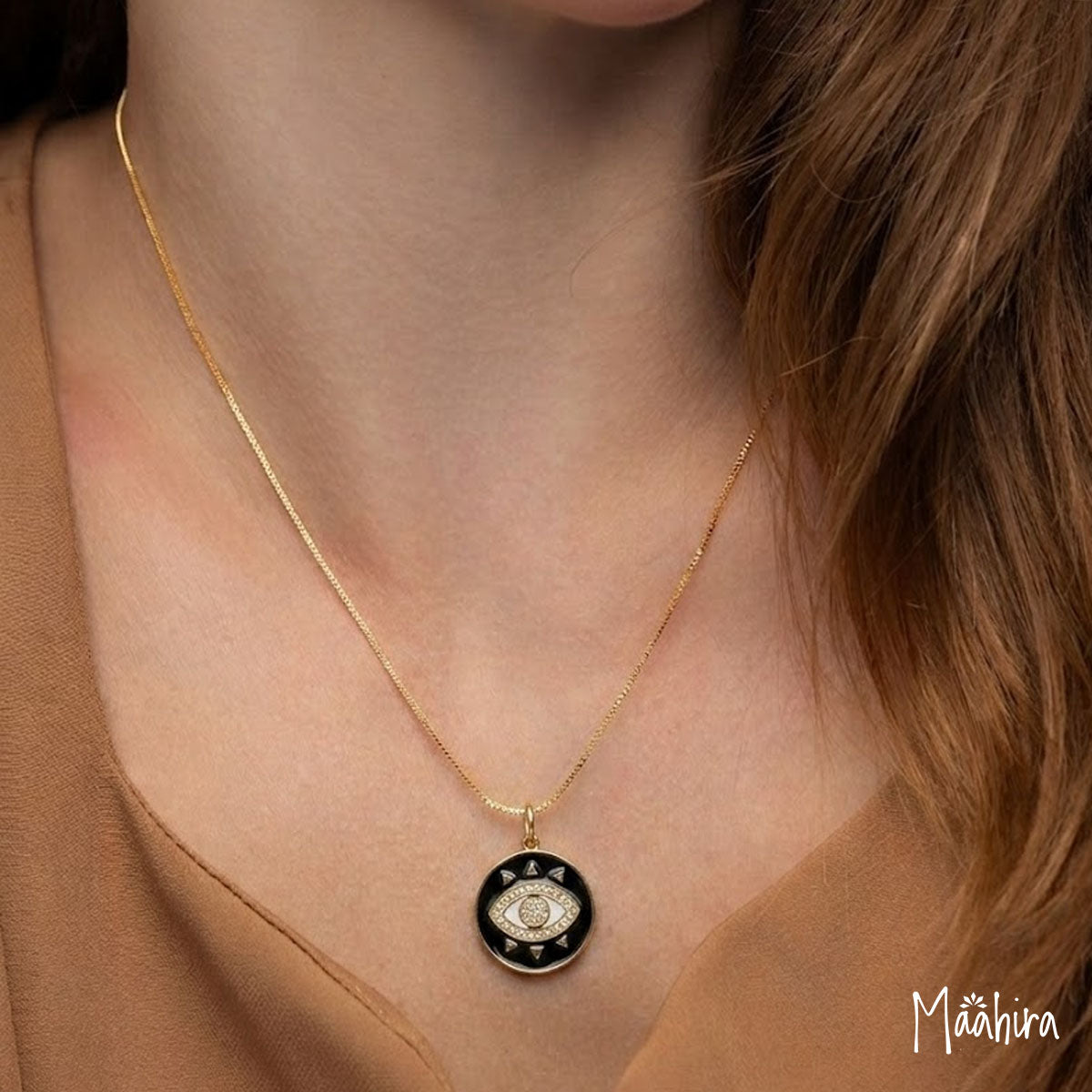 Evil Eye Black Enamel Pendant