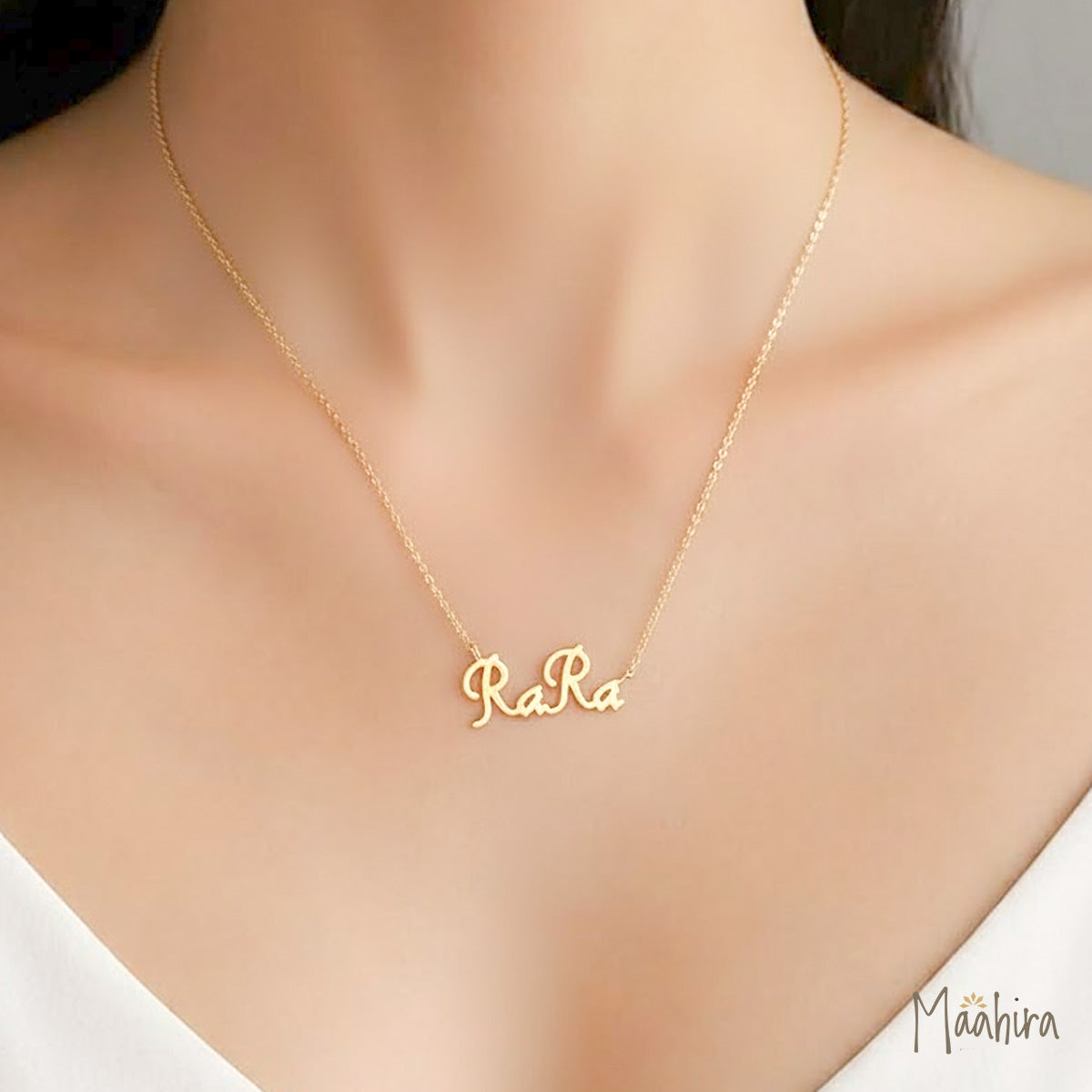 Gold RaRa custom name necklace