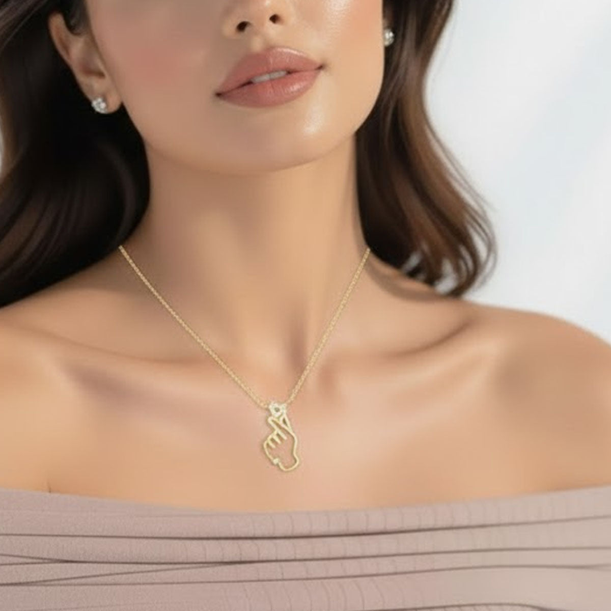 Hand with Heart Diamond Necklace