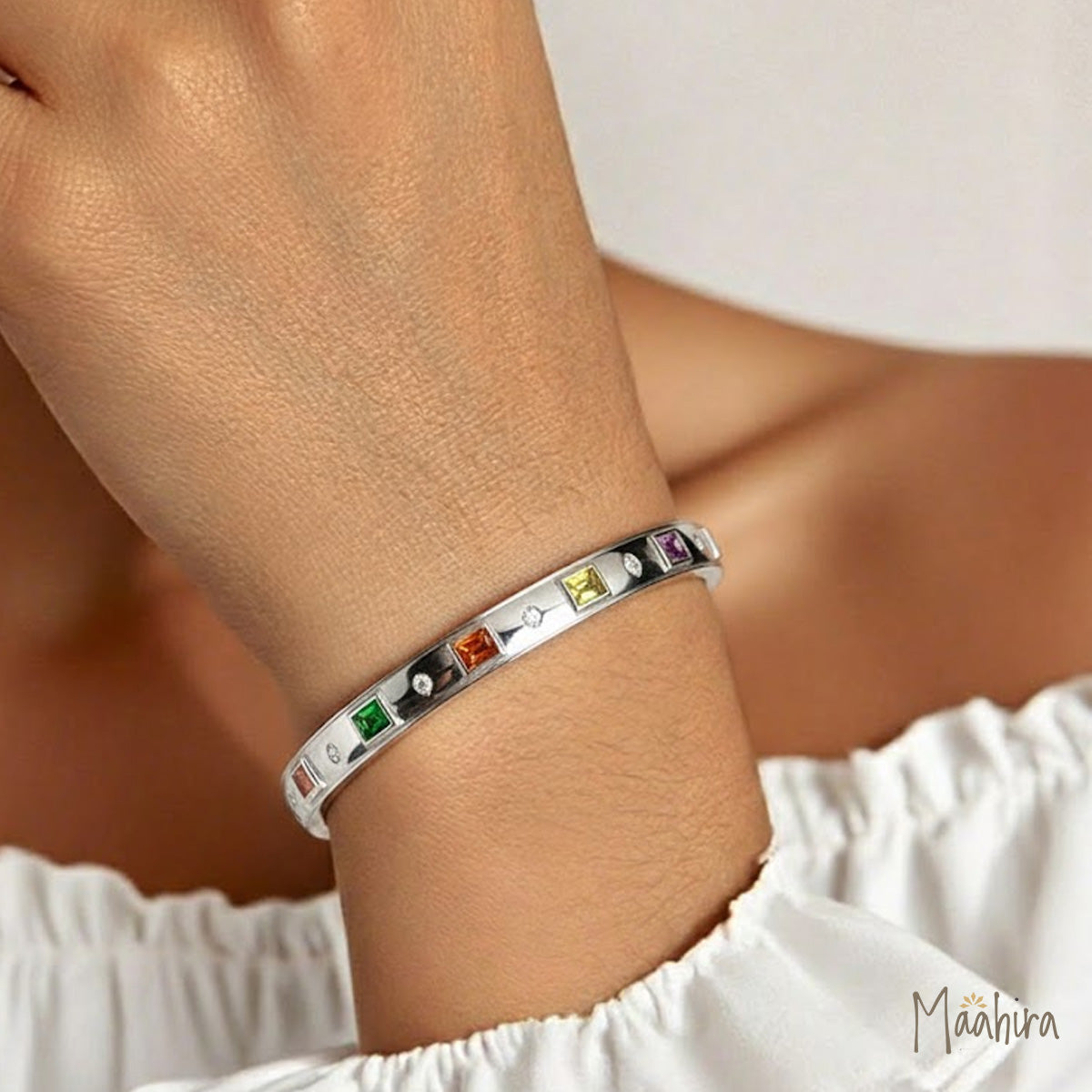 Multi Sapphire Diamond Bangle