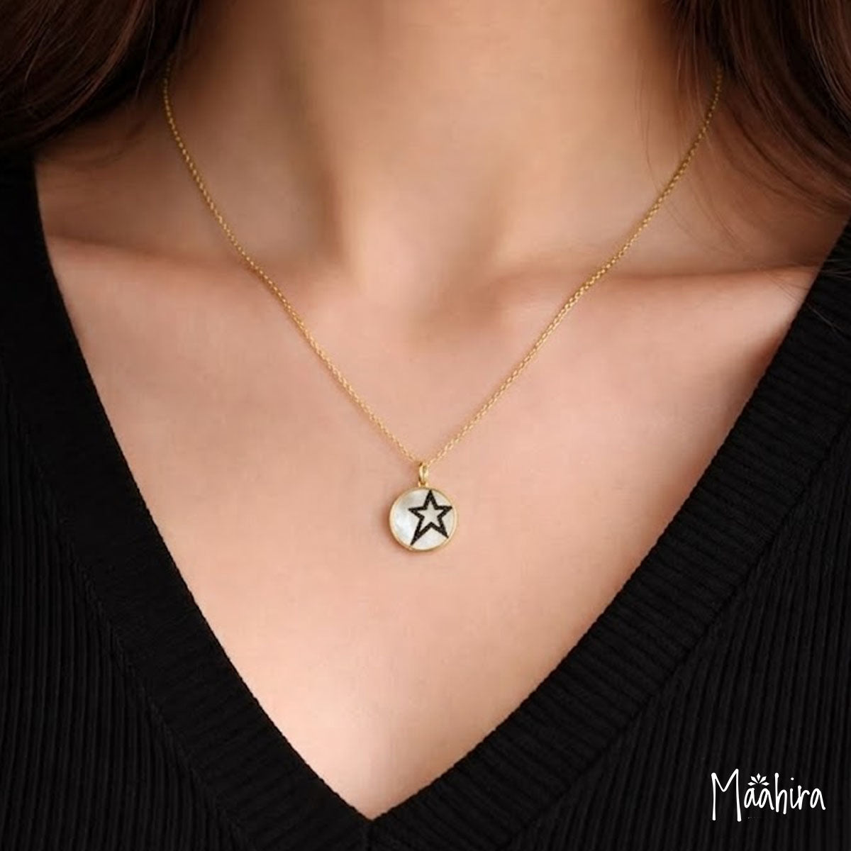 Black Diamond & MOP Pendant 20mm