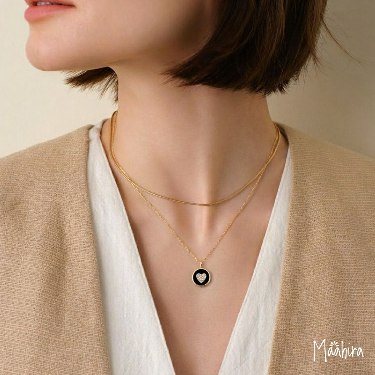 Diamond Black Onyx Heart Pendant