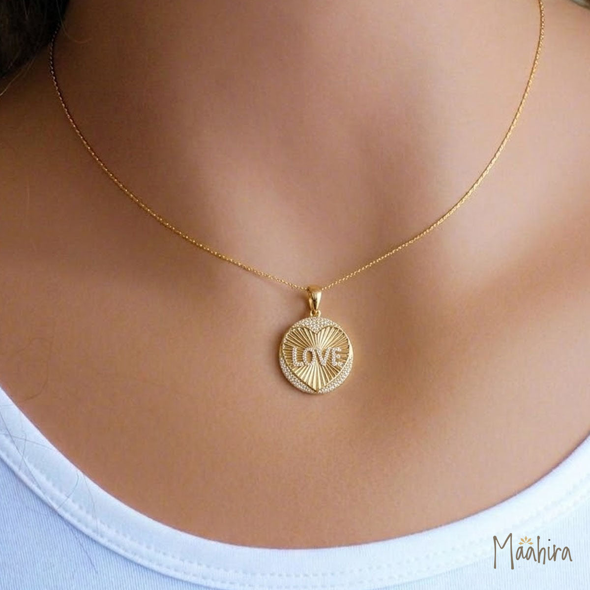 Diamond Love on Heart Pendant 22mm
