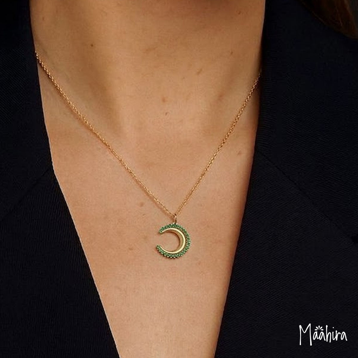 Moon-Shaped Diamond Pendant