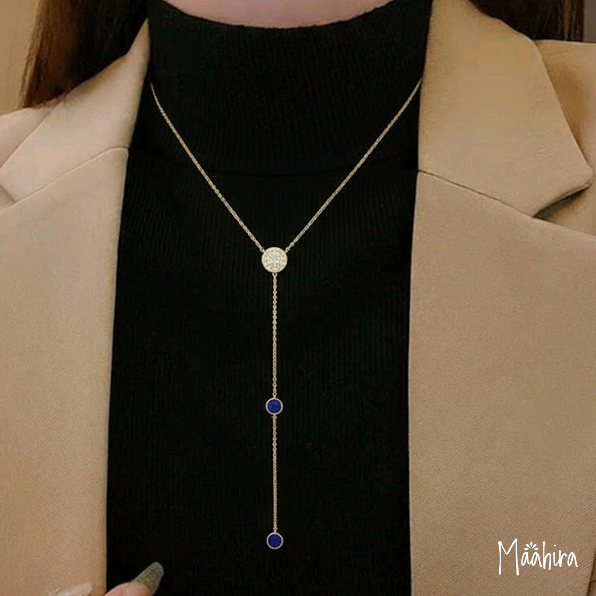 Round Disc Lapis Necklace
