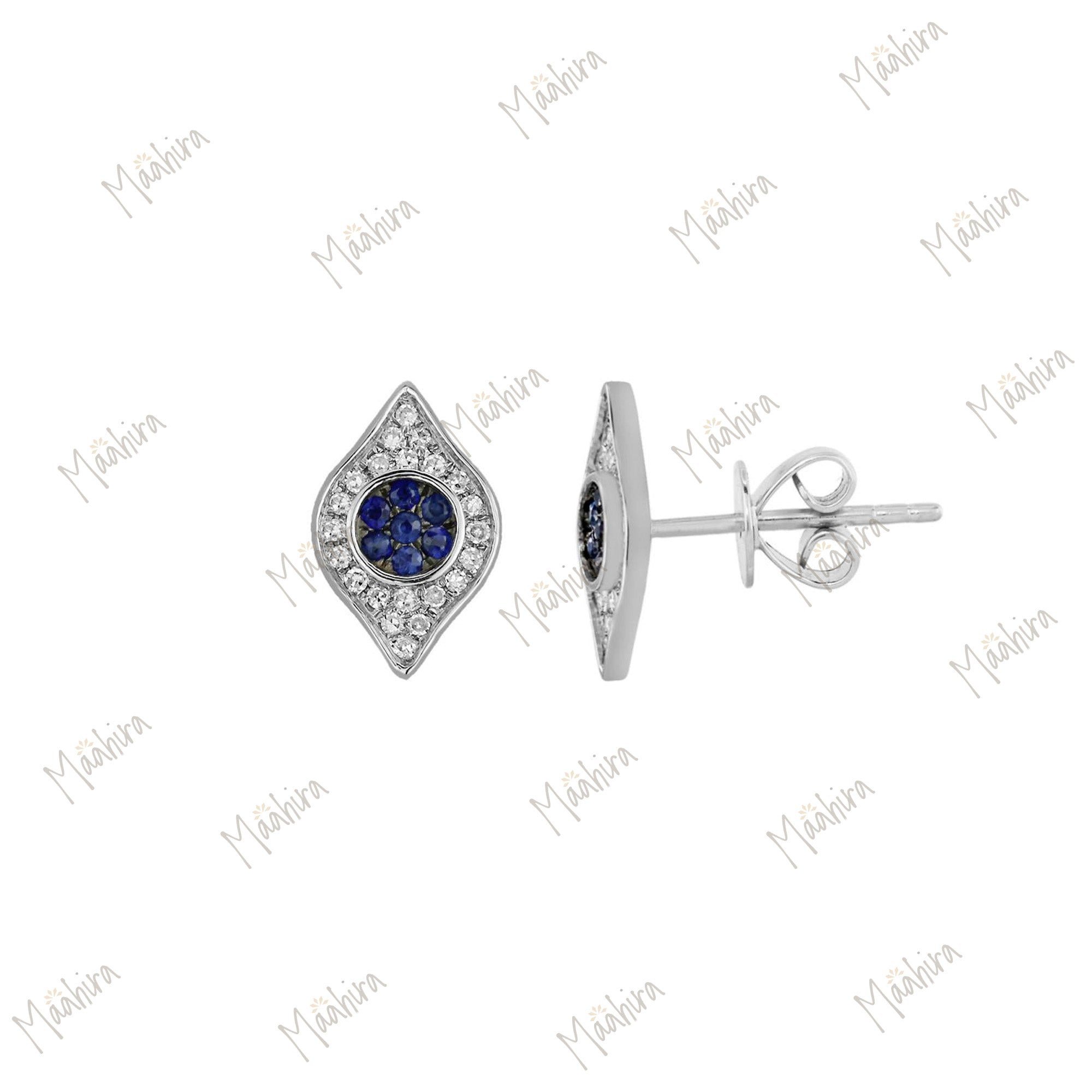 Stunning Diamond Evil Eye Stone Stud Earring Perfect For Everyday Wear