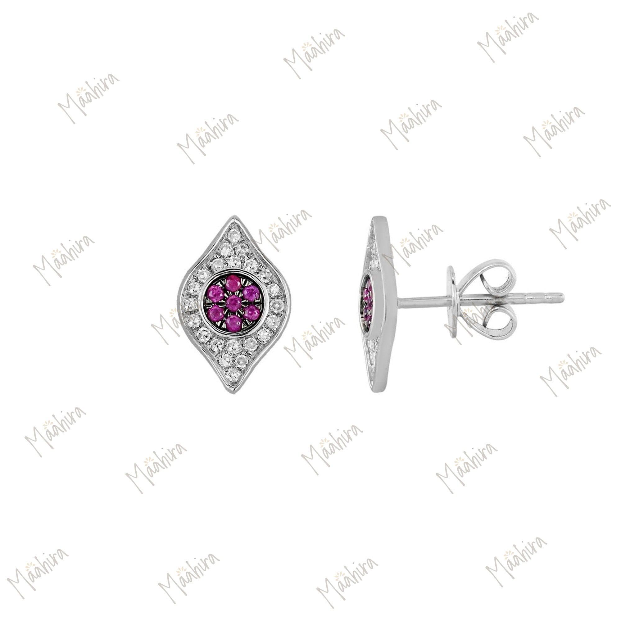 Stunning Diamond Evil Eye Stone Stud Earring Perfect For Everyday Wear