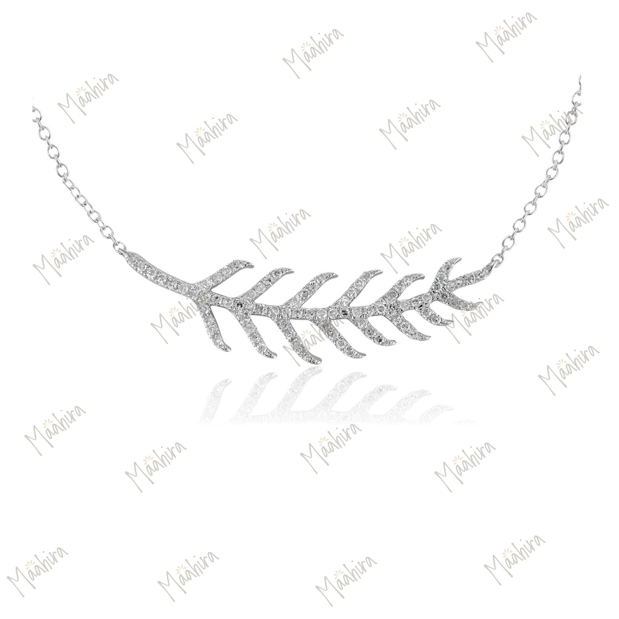 Sparkling Feather Diamond Necklace