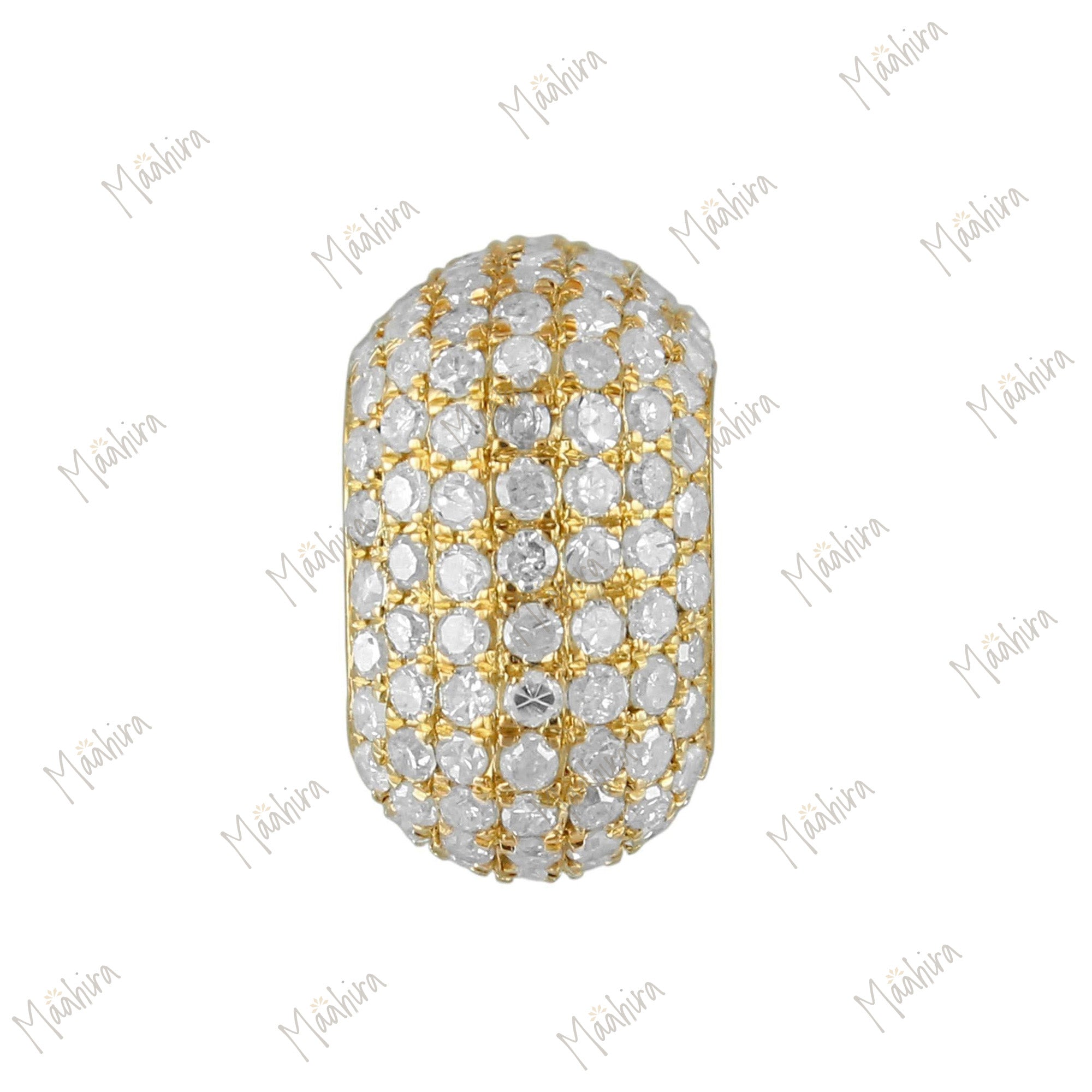 14k Gold Diamond Rondelle Bead / Roundel Bead