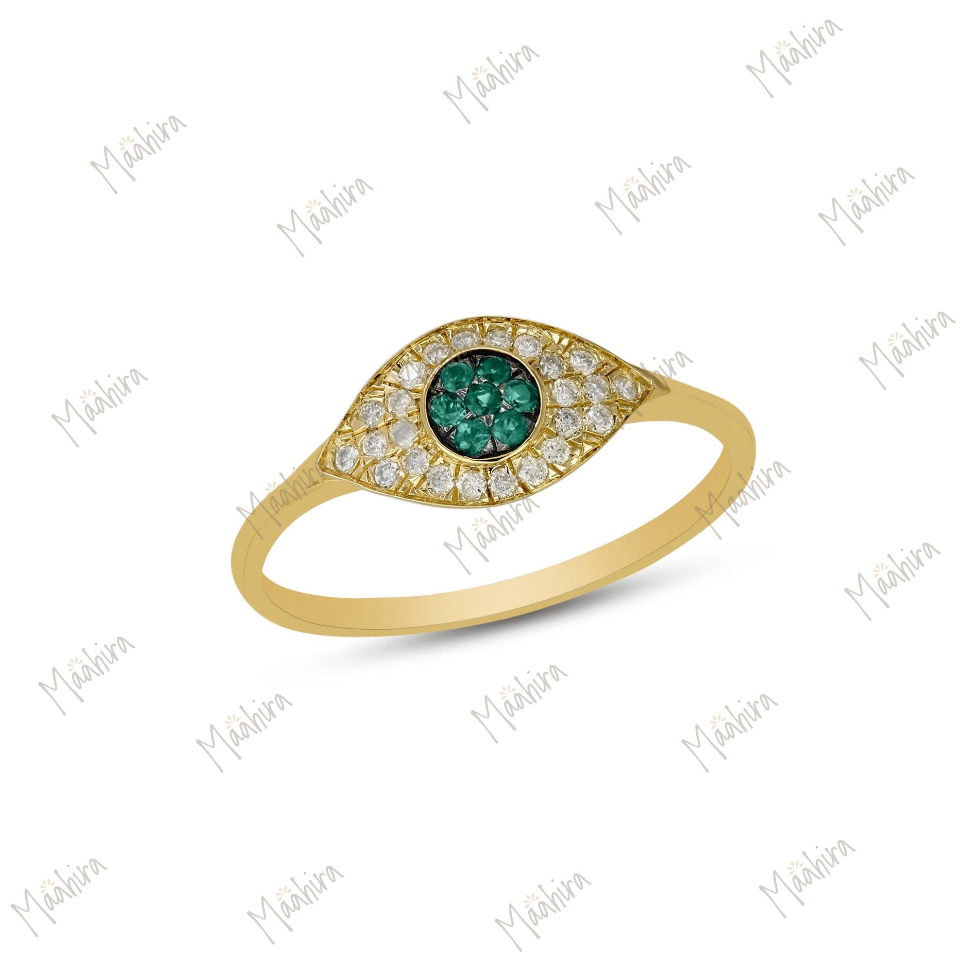 Diamond Emerald Eye ring