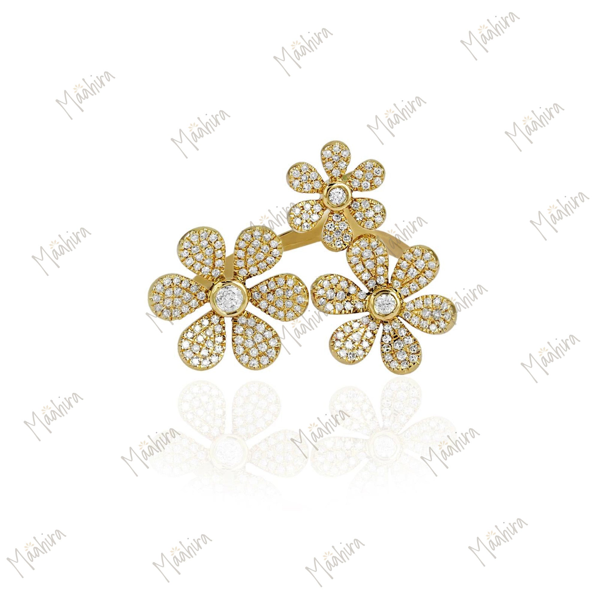 Charm her with this three floral diamond ring
