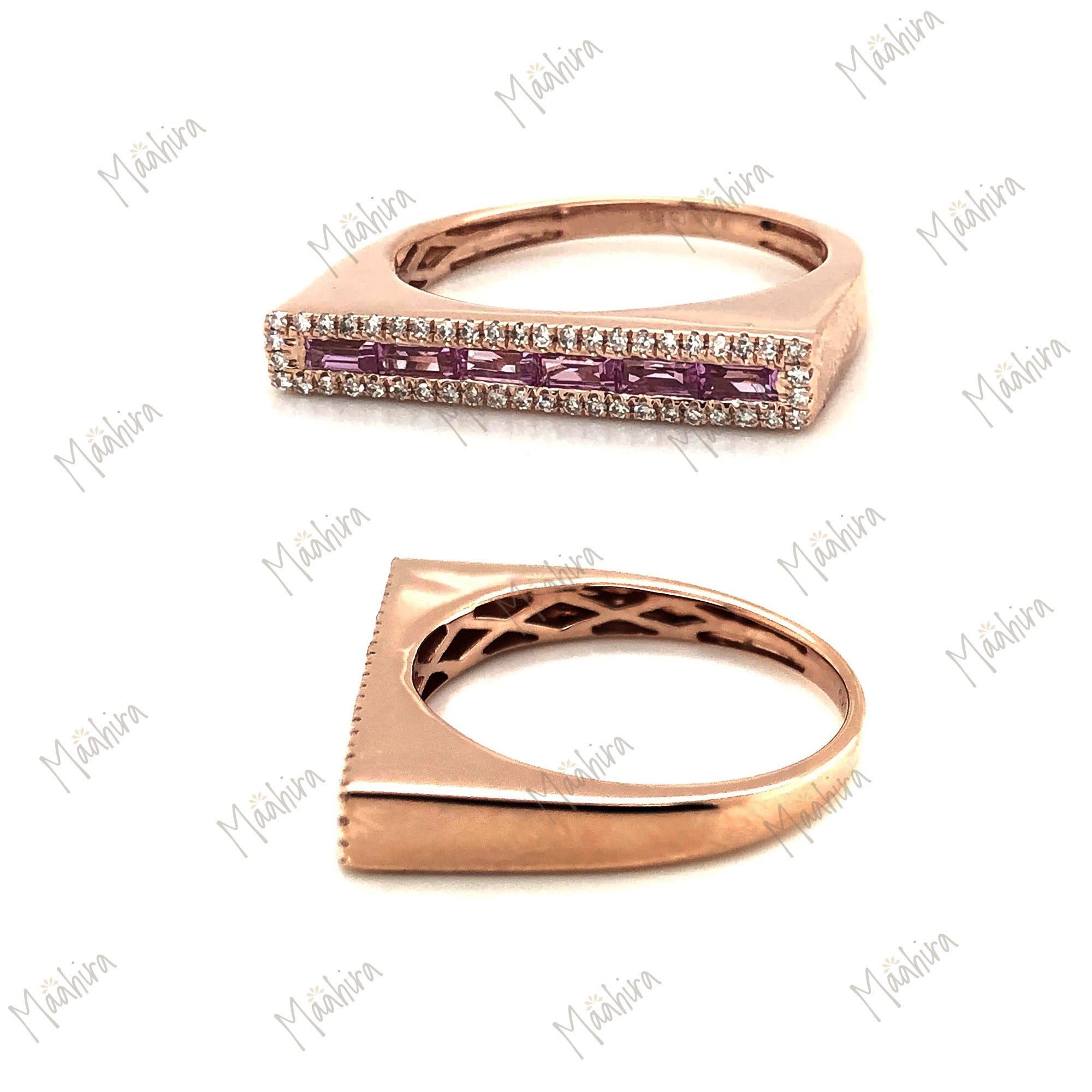 Pink Sapphire Baguette Ring