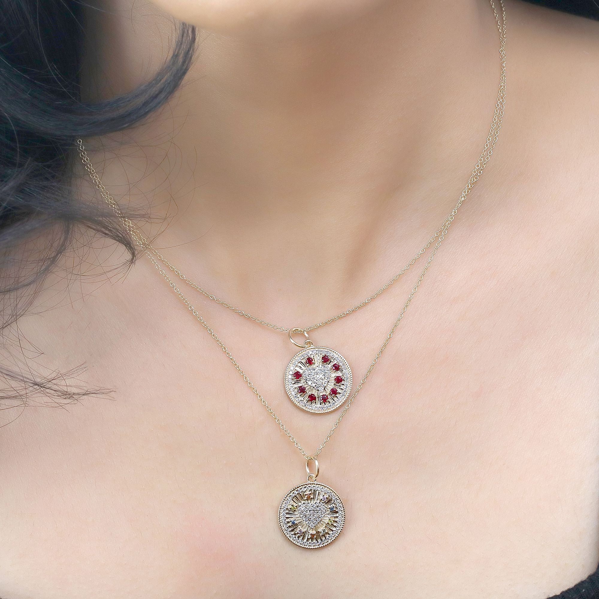 Diamond & Multi Sapphire Heart Pendant