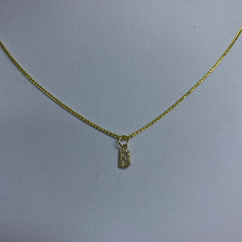 B diamond charm in chain