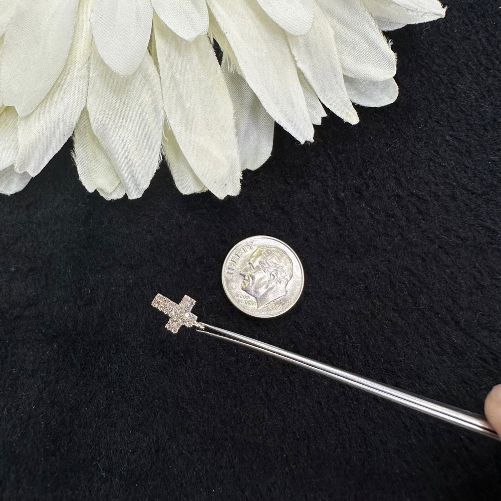 Diamond Cross Charm 8x6mm