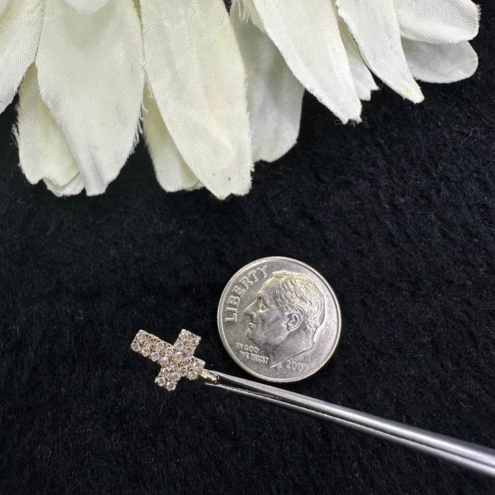 Diamond Cross Charm 8x6mm
