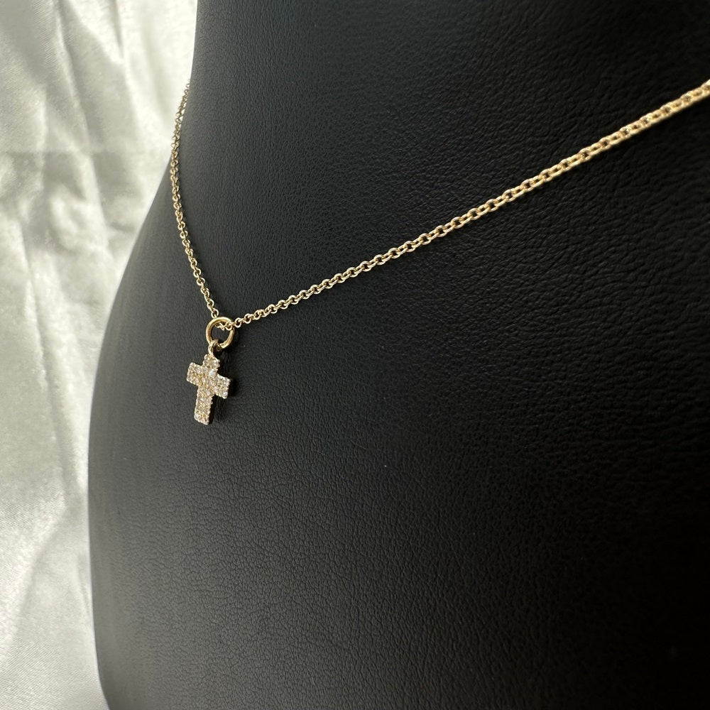Diamond Cross Charm 8x6mm