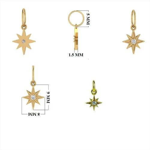 Diamond Star Charm 5x6mm