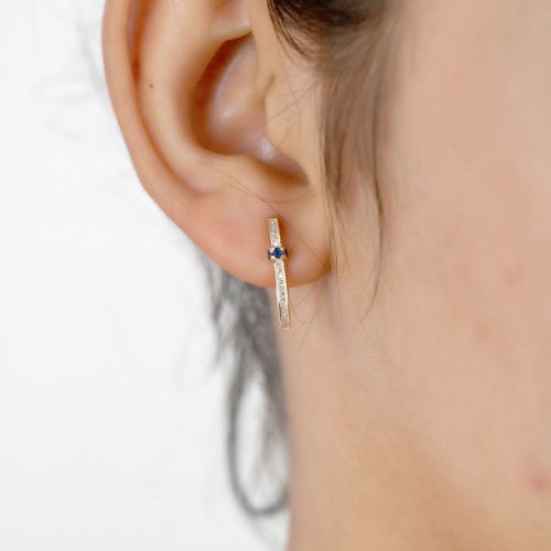 Blue Sapphire Hoop Earrings