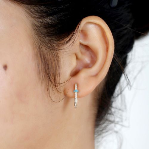 Blue Sapphire Hoop Earrings