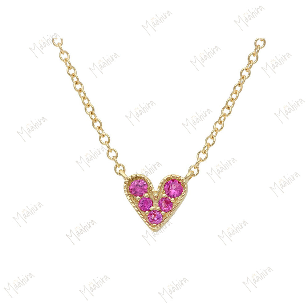 Pink Sapphire Heart Necklace 5.75x6.40mm