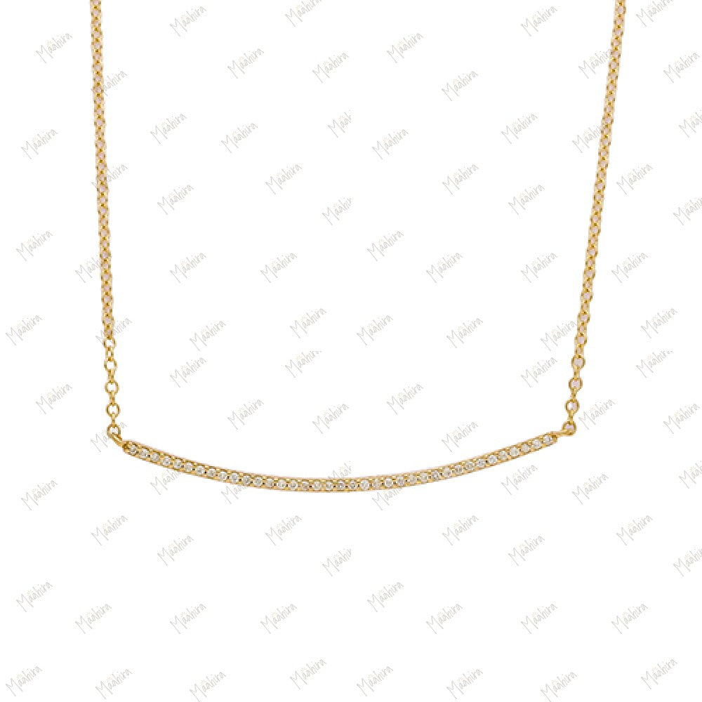 14K Yellow Gold Diamond Bar Necklace-37mm