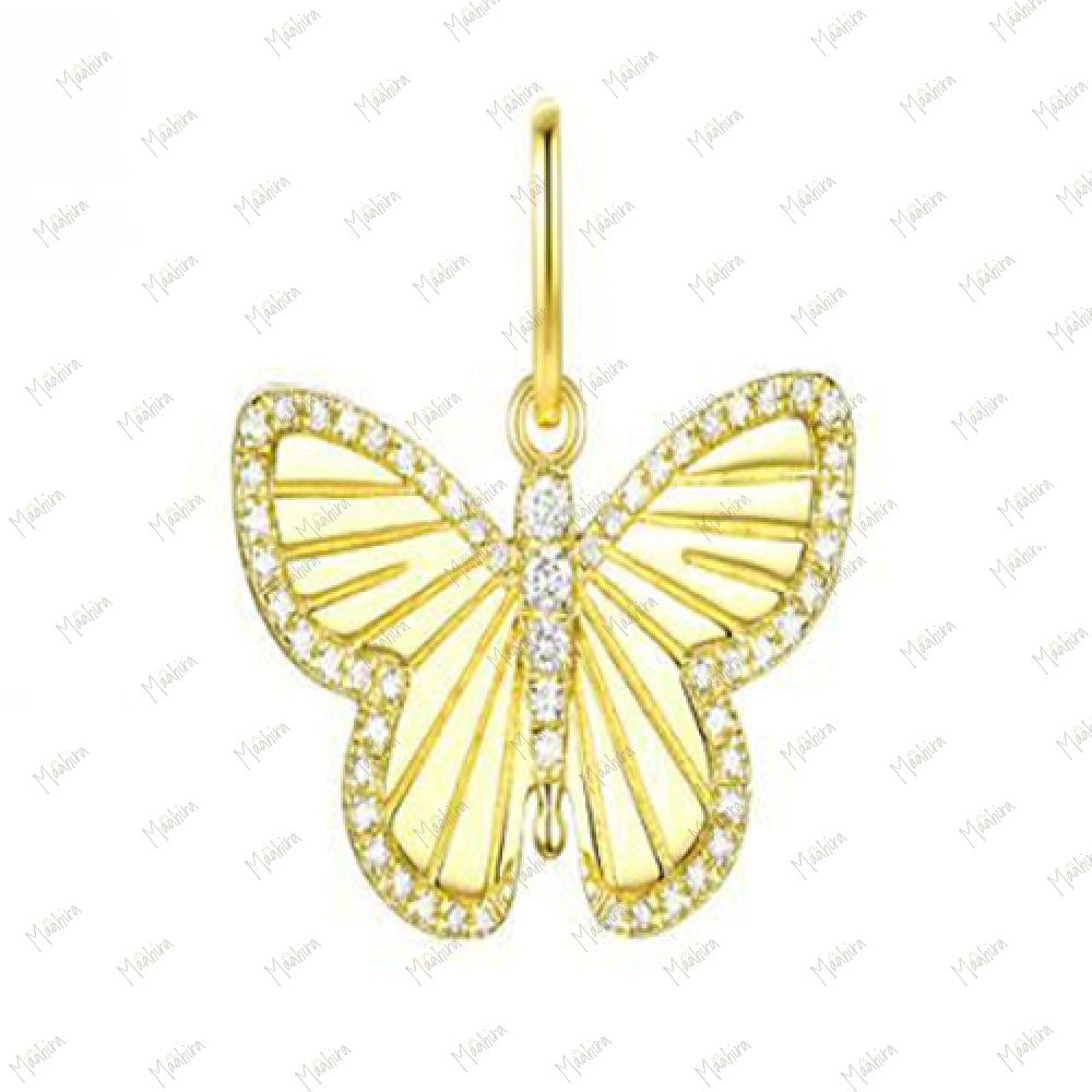 Diamond Butterfly Pendant 13x19mm