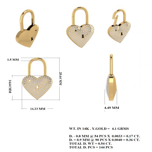 Heart Lock Push Open & Close Pendant