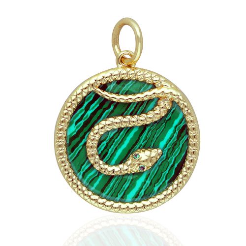 Malachite Disc Snake Pendant
